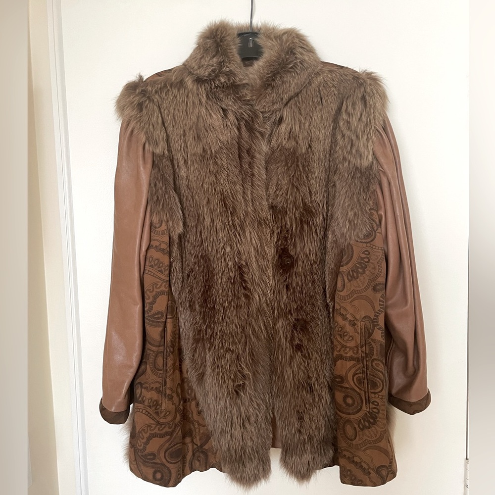 Unique fur (fox), leather and suede jacket.
